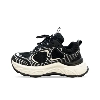 XLAIII Anti Slip Wear Resistant Moisture Wicking Low Top Chunky Sneakers Unisex White Black
