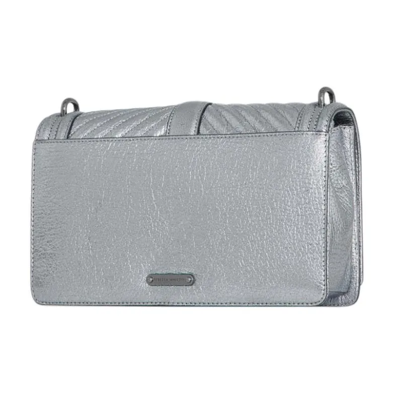 REBECCA MINKOFF Genuine Leather Shoulder Bag Crossbody Bag Women's Silver-1