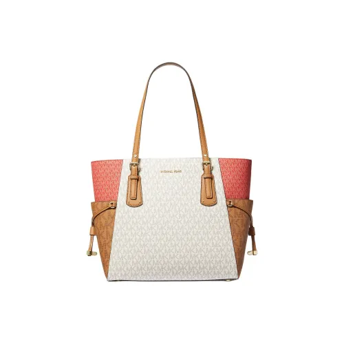 MICHAEL KORS Voyager Coated Canvas stayhomewithbags Bag Shopping Bag Shoulder Bag Handbag Small Size Women's White & Red