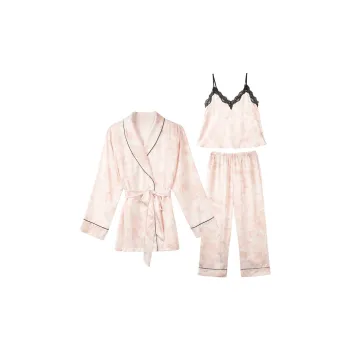IIZZINI Pajama Set Women's 3 Pack Pink Butterfly Jacquard