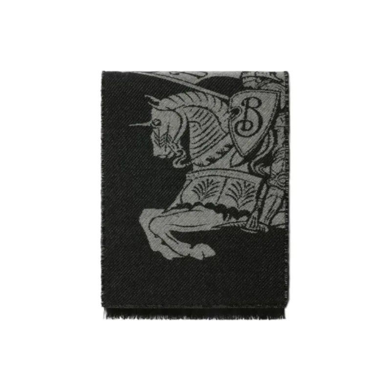 Burberry Ekd Motif Reversible Fringed Edeg Scarf-1