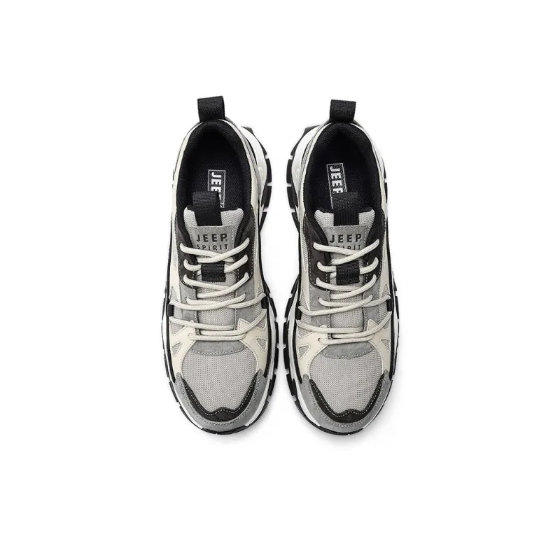 JEEP SPIRIT Slip Resistant And Breathable Chunky Sneakers Men Light Sandy-4