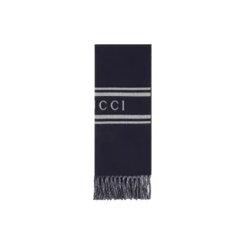 GUCCI Logo Intarsia Fringed Scarf