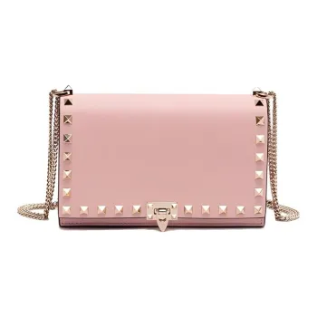 Valentino GARAVANIRockstud Cow Leather Crossbody Bag Shoulder Bag Women's Khaki