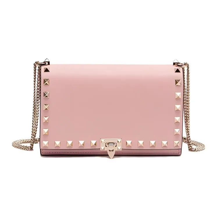 Valentino GARAVANIRockstud Cow Leather Crossbody Bag Shoulder Bag Women's Khaki-0