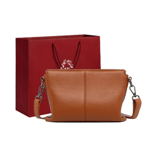 Old Man's Head Cow Leather Shoulder Bag Crossbody Bag Women's Brown