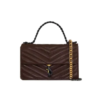 REBECCA MINKOFF Edie Genuine Leather Shoulder Bag Crossbody Bag Mini Women's Dark Brown