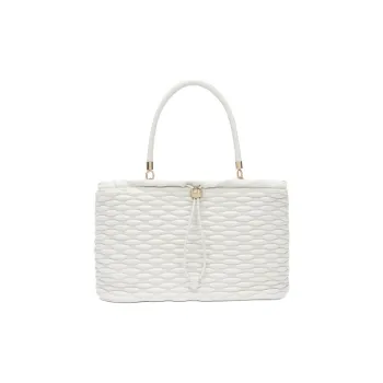 Furla Diamante Calfskin One Shoulder Handbag Tubas Women's Cotton White