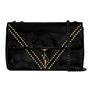 REBECCA MINKOFF Edie Genuine Leather Shoulder Bag Crossbody Bag Medium Size Women's Black