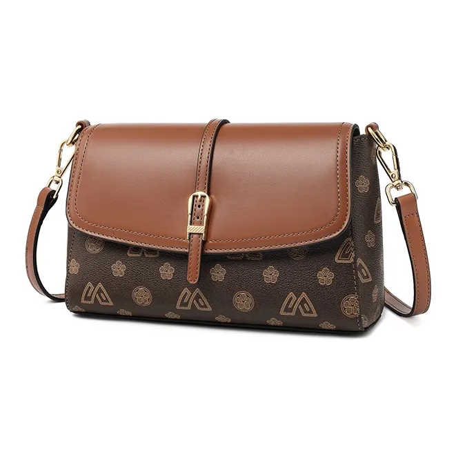 Old Man's Head Synthetic Leather Shoulder Bag Crossbody Bag Small Size Women's Coffee-4
