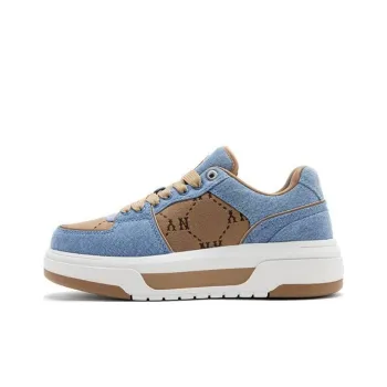MLB Chunky Liner Anti Slip Wear Resistant Low Top Skateboard Shoes Unisex Blue Brown
