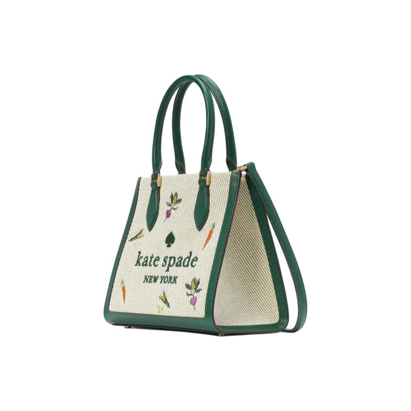 Kate Spade Embroidery Fabric Shoulder Bag, Crossbody Bag, Handbag Small Size Women's Green Multicolor-1