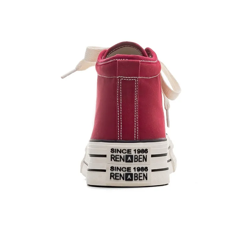 RENBEN Wear resistant And Lightweight High Top Canvas Shoes Women's Red-5