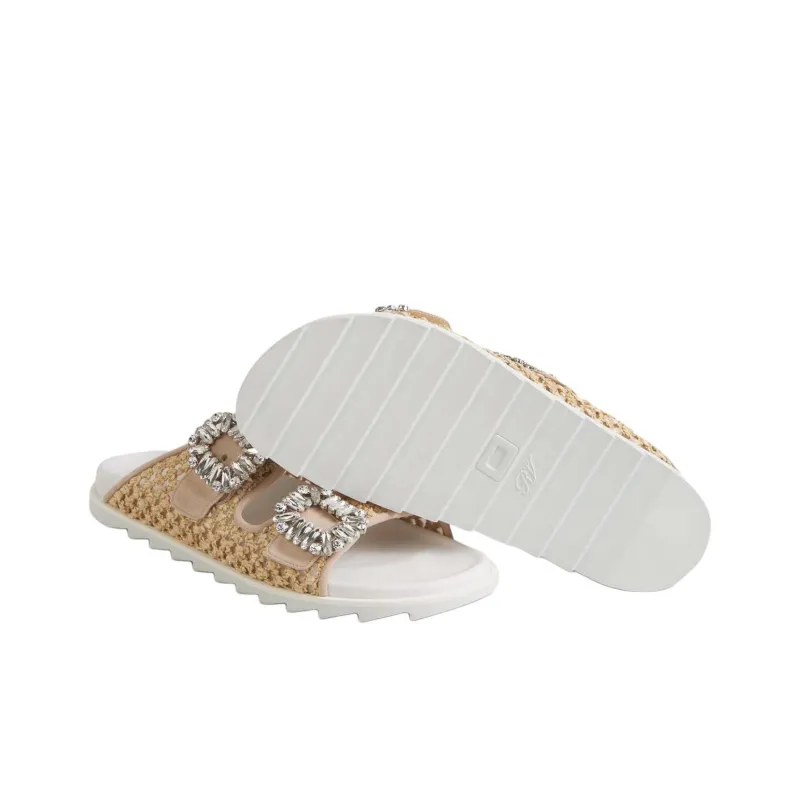 Roger Vivier Slidy Viv' Strass Raffia Sandals-4