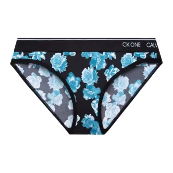 CALVIN KLEIN Underpants Women's 1 Pack Black Base Blue Print