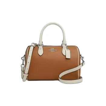 COACH Rowan Litchi Grain Leather Crossbody One Shoulder Handbags Medium Size Women's Brown