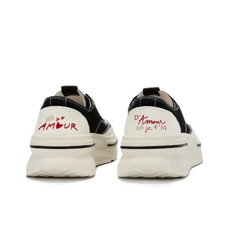 ELLE Anti Slip And Wear Resistant Height Increasing Low Top Canvas Shoes Women's-1