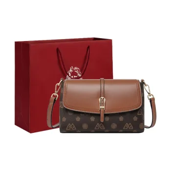 Old Man's Head Synthetic Leather Shoulder Bag Crossbody Bag Small Size Women's Coffee