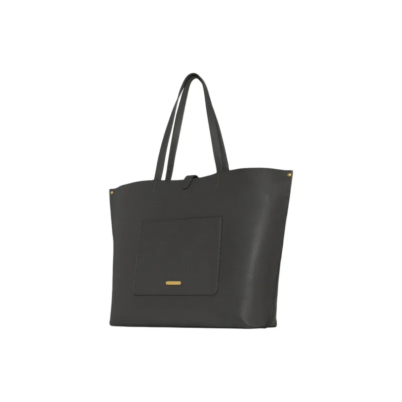REBECCA MINKOFF Genuine Leather Tote Bag Shopping Bag Handbag Large Size Women's Gray-2