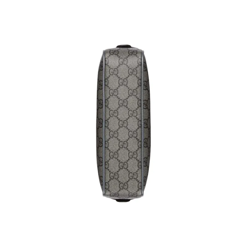 GUCCI Ophidia Canvas With Leather Makeup Bag Men Gray & Black-4