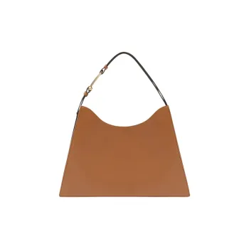 Furla Calfskin Patchwork Leather Handbag Large Size Women's Brandy