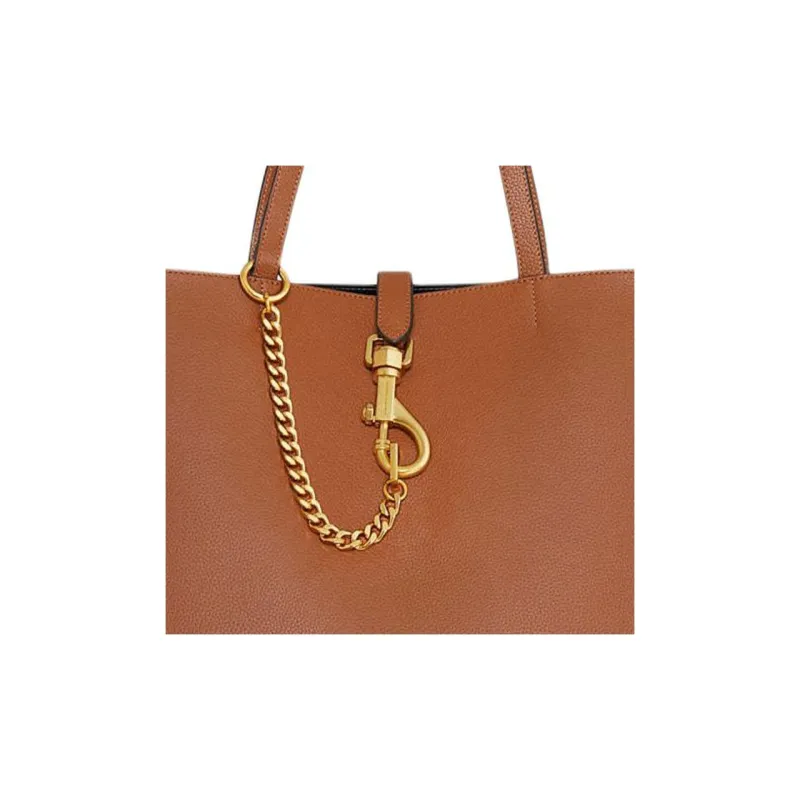 REBECCA MINKOFF Genuine Leather Tote Bag Shopping Bag Handbag Large Size Women's Caramel-3