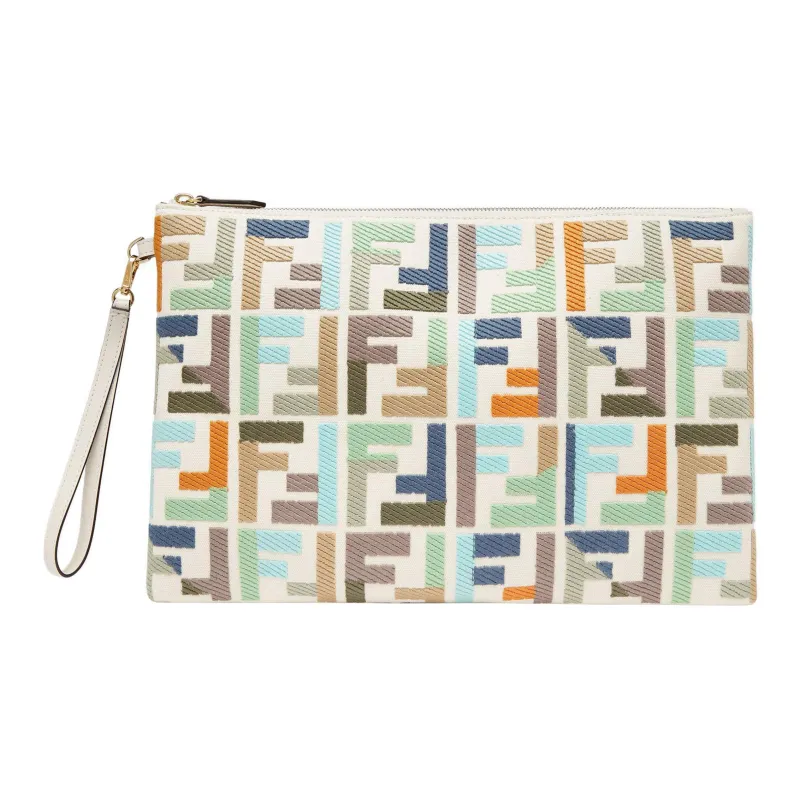 FENDI Canvas Clutch Large Size Women's Multicolor-0