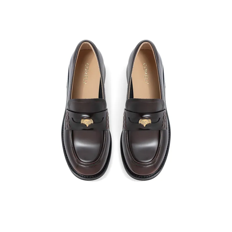 COMELY Loafers Women's Black/Coffee-3