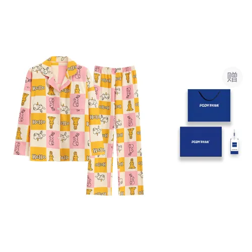Floating Light Islands Pajama Set Women's Gift Box Set Orange