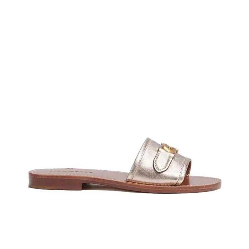 COACH Slide Slippers Women's Platinum Champagne Red-4