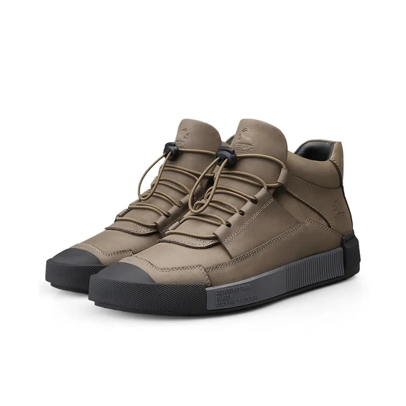 BECK Casual Shoes Men High Top Black, Khaki-9