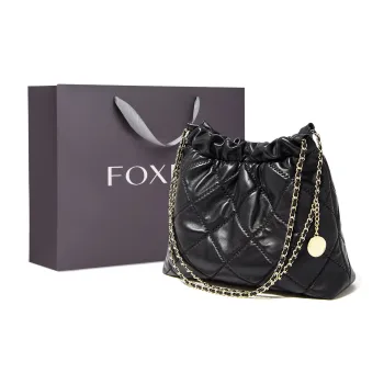 FOXER Sheepskin Tote Bag, Shopping Bag, Shoulder Bag Women's Black
