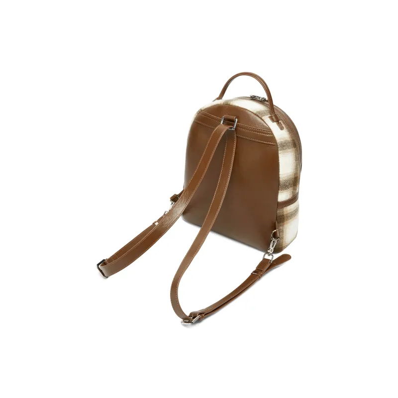 ONE TIME Synthetic Leather Backpack Handbag Regular Women's White & Nut Brown-3