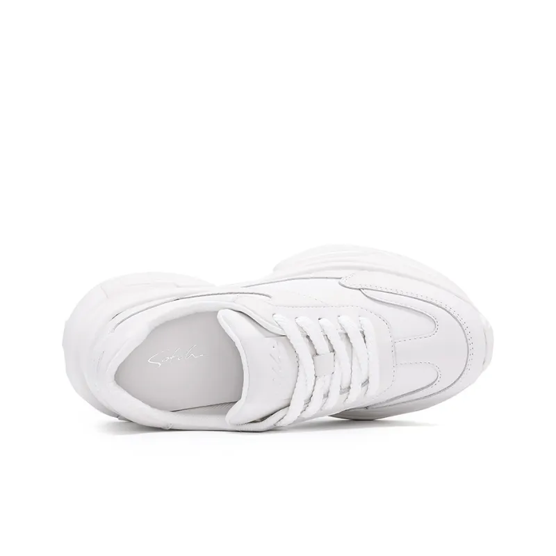 Satchi Anti Slip And Wear Resistant Lightweight Low Top Chunky Sneakers Women's White-3