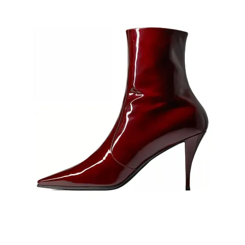 SAINT LAURENT Ziggy Ankle Boots Men Burgundy