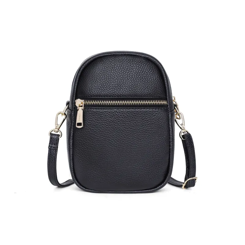 MILLIE'S Cow Leather With Synthetic Leather Cell Phone Pouch, Shoulder Bag, Crossbody Bag Small Size Women's Black-5