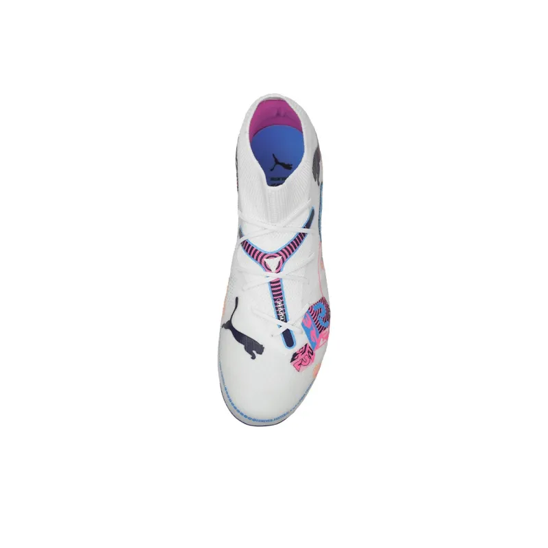 PUMA FUTURE 7 MATCH MG Rubber Short Studs Artificial Ground Coverage Support Soccer Shoes Unisex White Blue Pink-3
