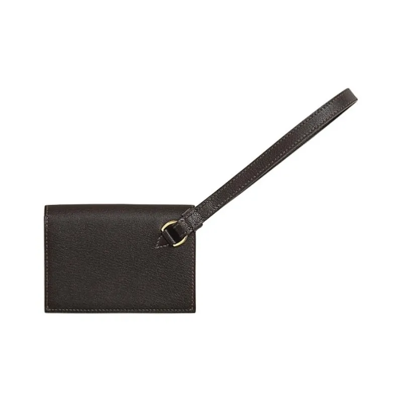 HERMES Kelly Pocket Chamkila Goat Skin Clutches Wallets Women's 3S Macassar Ebony-1