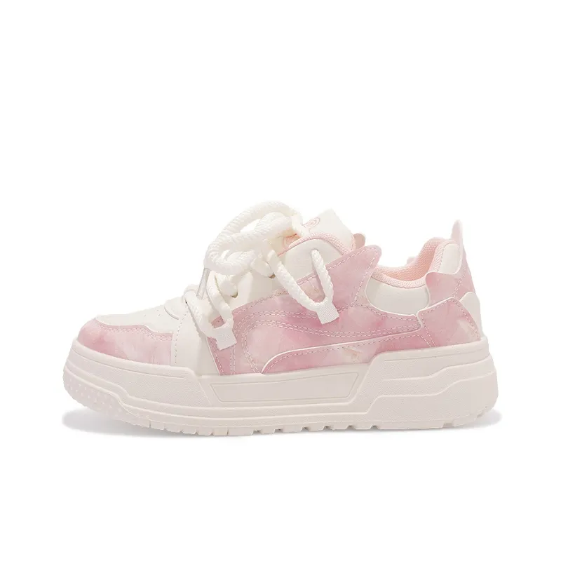 MKTKM Anti Slip Wear Resistant Low Top Skateboard Shoes Women's Misty Whisper Pink-0