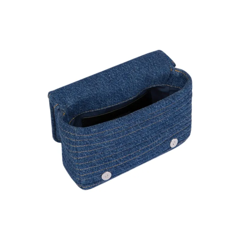 MOSCHINO Jacket-Style Logo Patch Denim Shoulder Bag-2