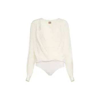 HUGO BOSS Pleated Silk Bodysuit
