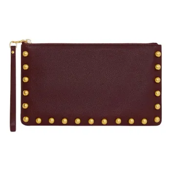 REBECCA MINKOFF Genuine Leather Clutch Large Size Women's Dark Brown