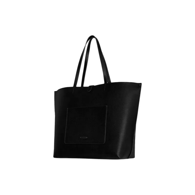 REBECCA MINKOFF Genuine Leather Tote Bag Shopping Bag Handbag Large Size Women's Black-1