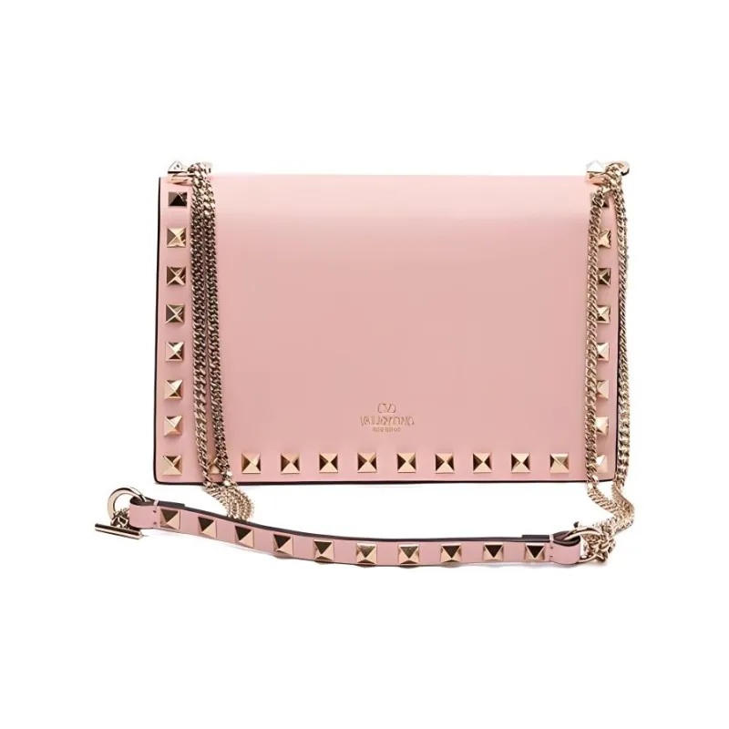 Valentino GARAVANIRockstud Cow Leather Crossbody Bag Shoulder Bag Women's Khaki-2
