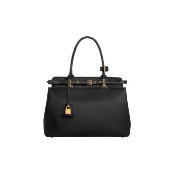 CELINE Cow Leather Handbag Women's Black