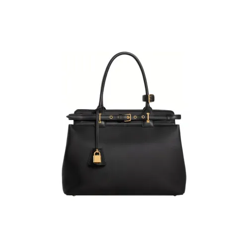 CELINE Cow Leather Handbag Women's Black