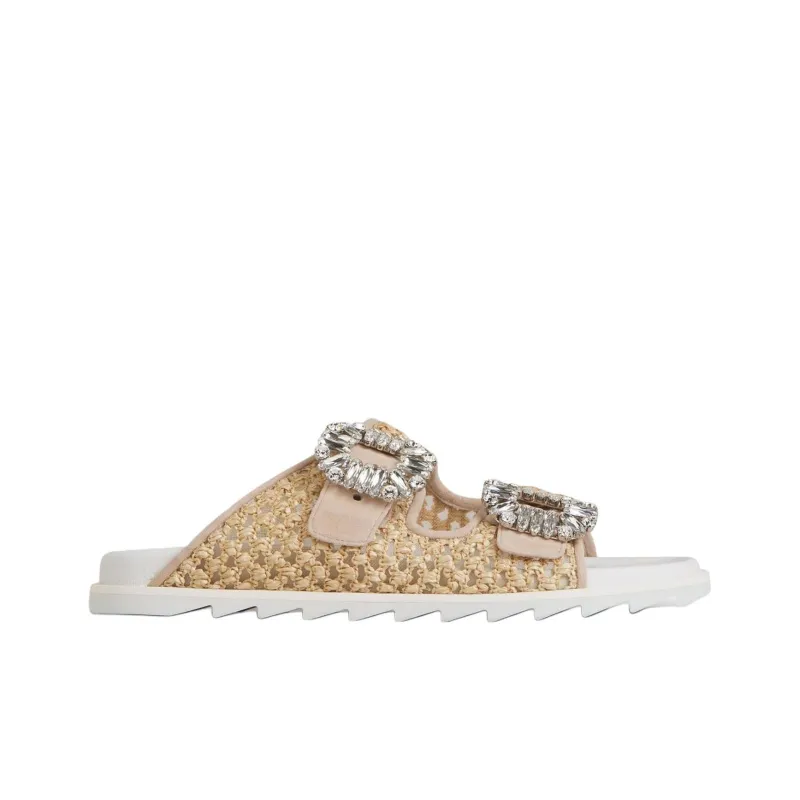 Roger Vivier Slidy Viv' Strass Raffia Sandals-1