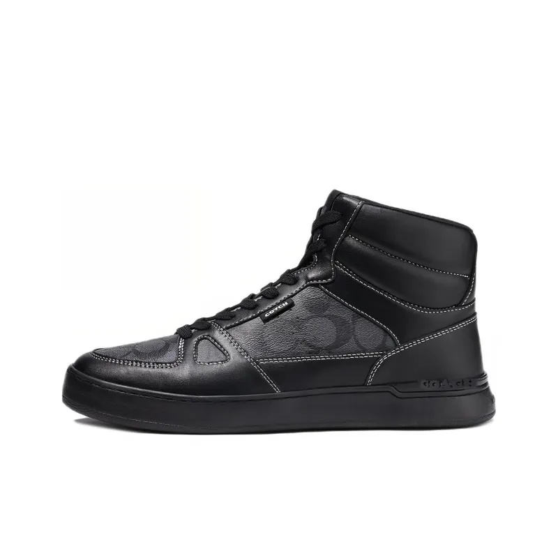 COACH High Top Stylish Skateboarding Shoes Men's Black-0