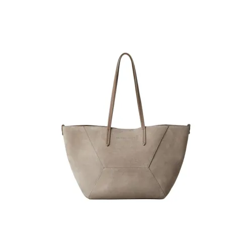 Brunello Cucinelli Suede Tote Bag Shopping Bag Handbag Shoulder Bag Women's Light Gray