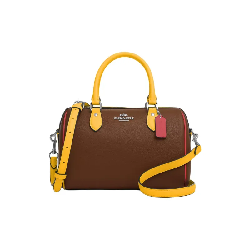 COACH Rowan Litchi Grain Leather Crossbody One Shoulder Handbags Medium Size Women's Multicolor Saddle-0